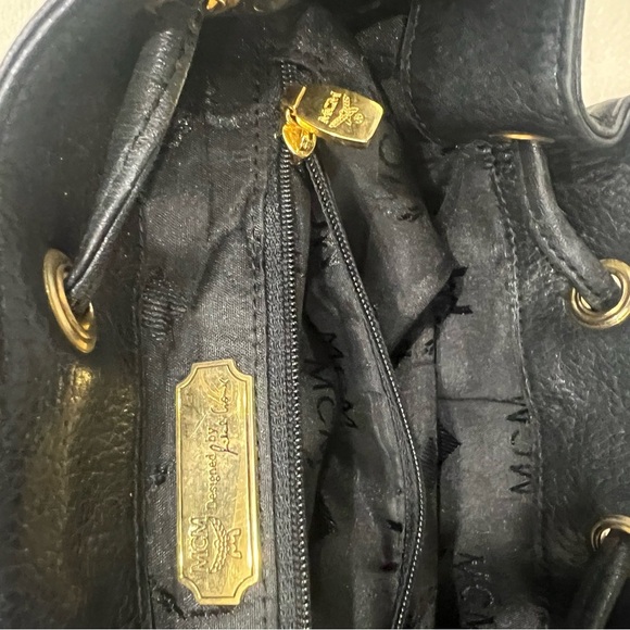 MCM LEATHER DRAWSTRING BACK PACK BAG